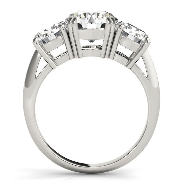 3 Stone Ring Round Old Mine Cut Diamond Double Prong Set 6.50 Carats