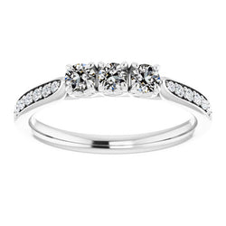 Gold Anniversary Ring Round Old Mine Cut Genuine Natural Earth Mined Diamond Prong Set 4 Carats