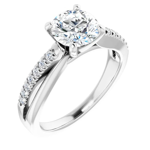 new Cut White Elegant Woman's Solitaire Ring with Accents Diamond 