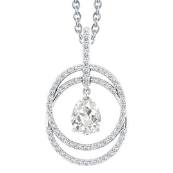 Gold Real Natural Earth Mined Diamond Circle Pendant Prong Set Pear Old Miner 3.50 Carats