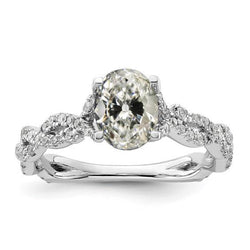 Gold Real Natural Earth Mined Diamond Engagement Ring Oval Old Miner Twisted Shank 5.50 Carats