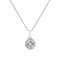 Gold Diamond Necklace 1.50 Carats Pear Old Miner 14K
