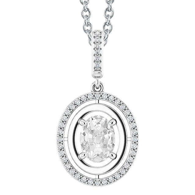 Gold Diamond Old Miner Pendant Necklace Prong Set
