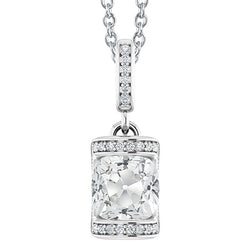 Gold Real Natural Earth Mined Diamond Pendant Bar Set Round & Cushion Old Miner 4.50 Carats