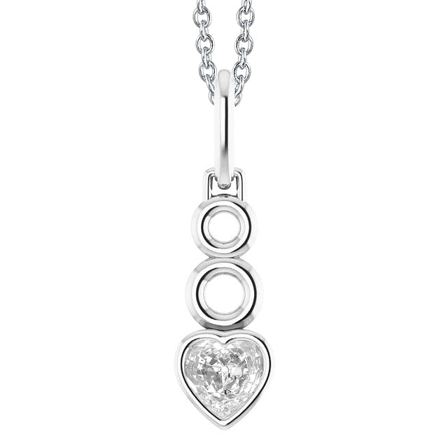 Diamond Pendant Heart Old Cut With Chain Bezel Set