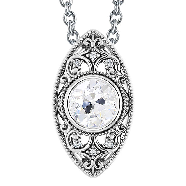 Gold Diamond Pendant Necklace Bezel Old Miner Jewelry