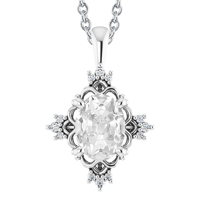 Gold Diamond Pendant Necklace Old Miner