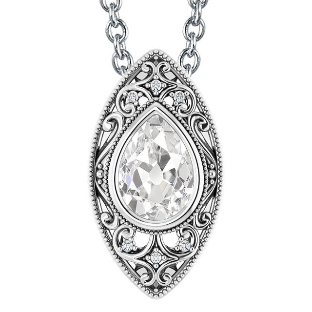 Gold Diamond Pendant Necklace Old Miner Bezel Set Jewelry