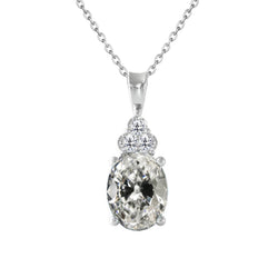 Gold Natural Diamond Pendant 3.50 Carats Oval Old Miner Jewelry