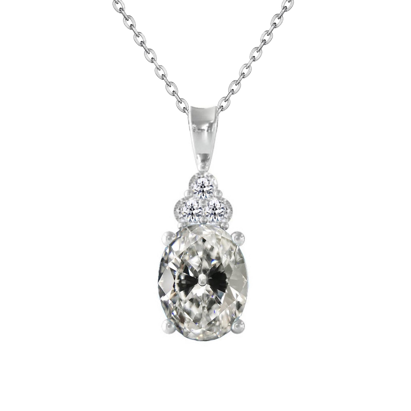 Gold Diamond Pendant 3.50 Carats Oval Old Miner Jewelry