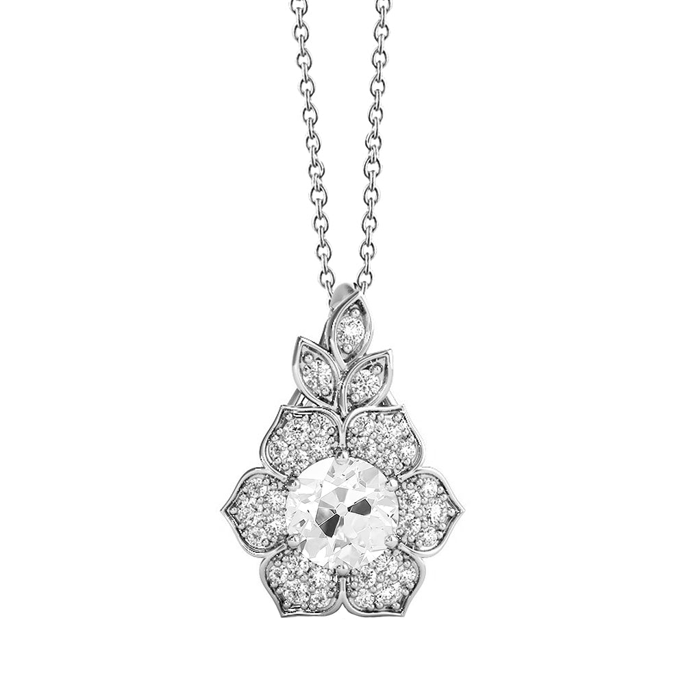 natural round diamond 2.50ct pendant front view