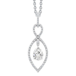 Gold Real Natural Earth Mined Diamond Pendant Prong Set Round & Pear Old Mine Cut 2.50 Carats