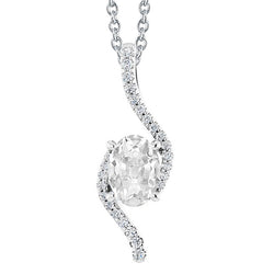 Natural Diamond Pendant 3.50ct - White Gold 14K