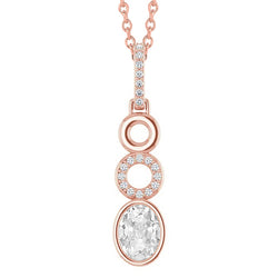 Gold Natural Earth Mined Diamond Pendant Round & Oval Old Cut 2.50 Carats Bezel Set