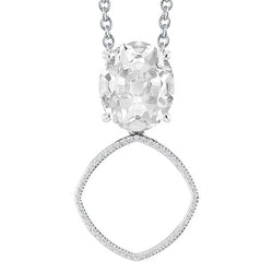 Gold Real Natural Earth Mined Diamond Pendant Round & Oval Old Mine Cut 5 Carats Prong Set