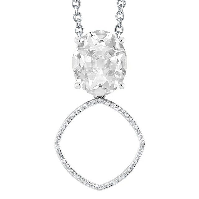 Diamond Pendant Round & Oval Old Mine Cut