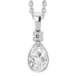 Gold Natural Earth Mined Diamond Pendant Round & Pear Old Cut Bezel Set 3 Carats