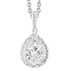Gold Natural Earth Mined Diamond Pendant With Bail Bezel Set Pear Old Miner 3 Carats