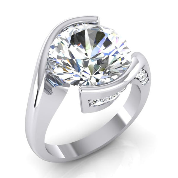 Natural Diamond Engagement Ring Tension Like With Accents