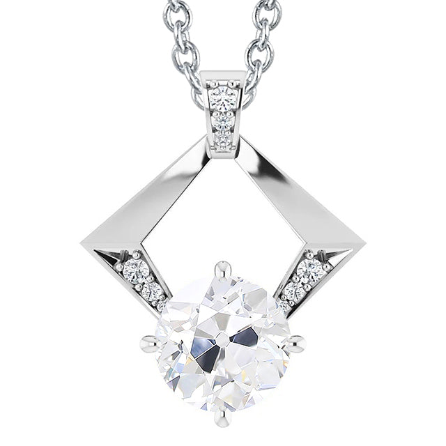 Gold Diamond Slide Pendant Round Old Miner