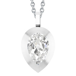 Gold Natural Earth Mined Diamond Solitaire Pendant Pear Old Mine Cut 3 Carats Jewelry