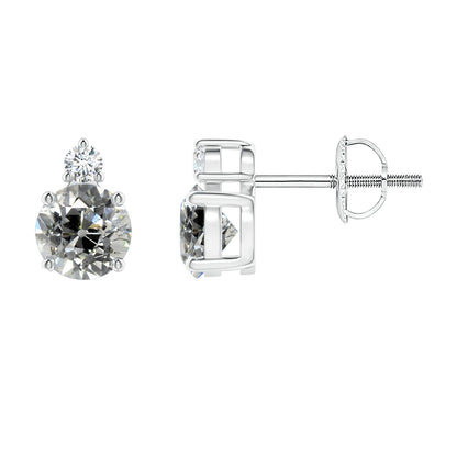 natural round diamond 3.50ct earring front view