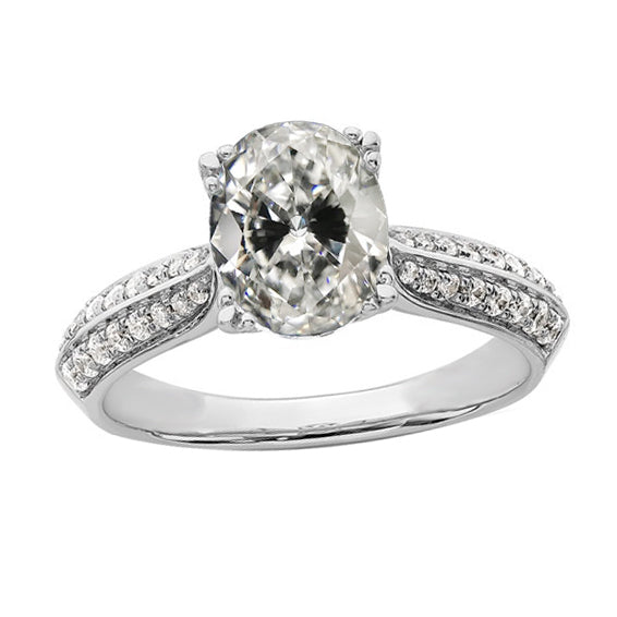 Gold Engagement Ring Oval Old European Diamond