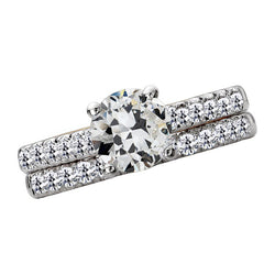 Gold Engagement Ring Set Round Old Mine Cut Diamond Jewelry 6 Carats