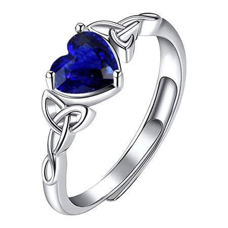 Gold Gemstone Heart Sapphire Ring 1.50 Carats Knot Infinity Style