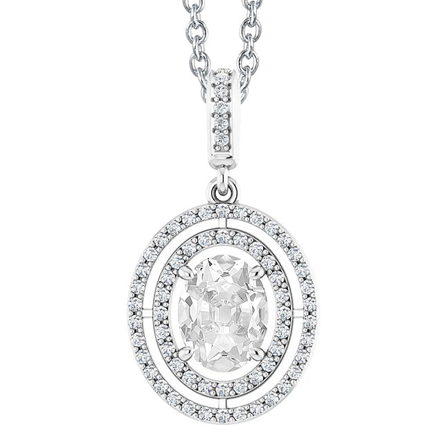 Gold Halo Diamond Pendant Old Miner Cut