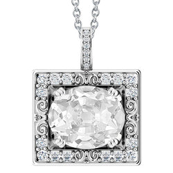 Gold Halo Real Natural Earth Mined Diamond Pendant Round & Oval Old Miner 7 Carats Prong Set