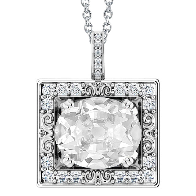 Halo Diamond Pendant Round & Oval Old Miner