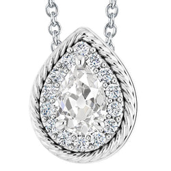 Natural Diamond Pendant 6.50ct - White Gold 14K