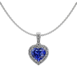 Gold Heart Gemstone & Round Diamond Pendant With Chain 2.50 Carats