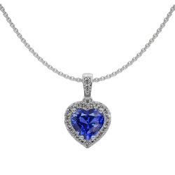 Gold Heart Gemstone & Round Natural Earth Mined Diamond Pendant With Chain 2.50 Carats