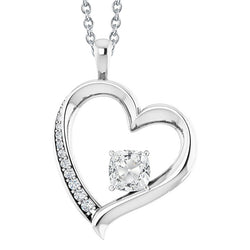 Gold Heart Shaped Genuine Natural Earth Mined Diamond Pendant Round & Cushion Old Miner 2.50 Ct.