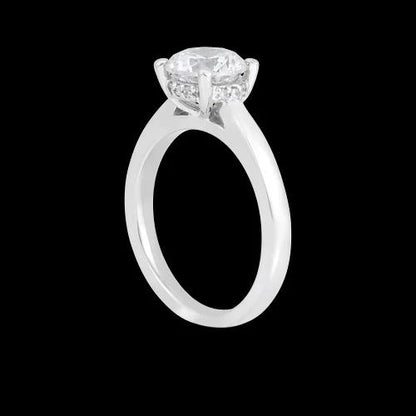 Gold Hidden Halo Diamond Engagement Ring With Accents