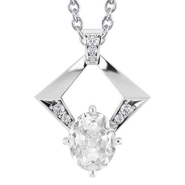 Diamond Pendant Round & Oval Old Cut