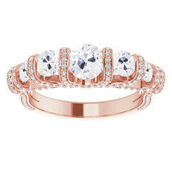 Gold Ladies Wedding Ring Round Old Miner Real Natural Earth Mined Diamond Bar Set 9.50 Carats