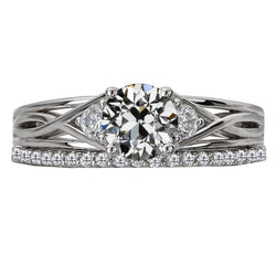 Genuine   Gold Ladies Wedding Ring Set Round Old Mine Cut Diamond 3.50 Carats