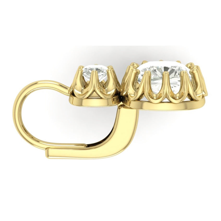 Leverback Drop Earrings Cushion Diamonds