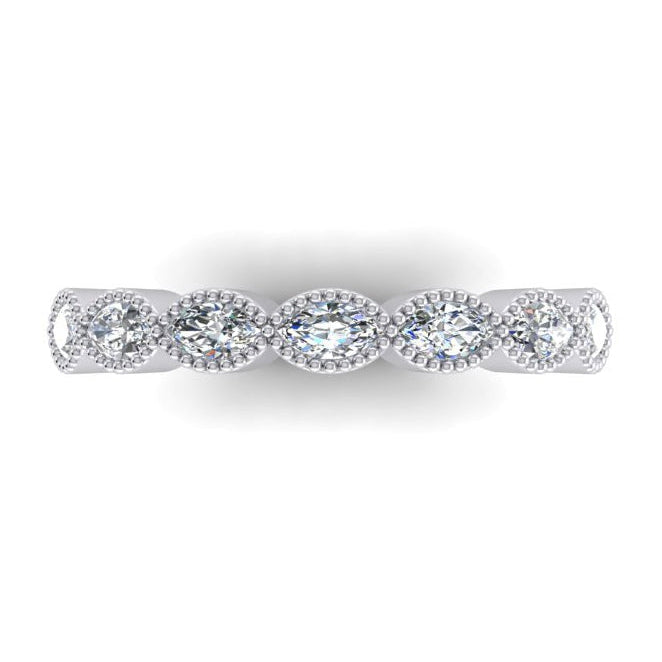Marquise Diamond Eternity Gold Band With Milgrain