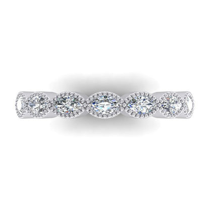Marquise Diamond Eternity Gold Band With Milgrain