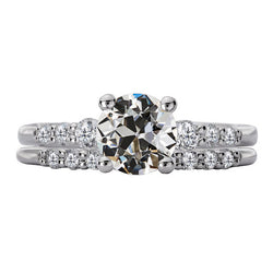 Gold Old Mine Cut Diamond Wedding Ring Set Jewelry 4 Carats