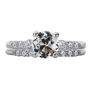 Gold Old Miner Cut Diamond Wedding Ring Set Jewelry