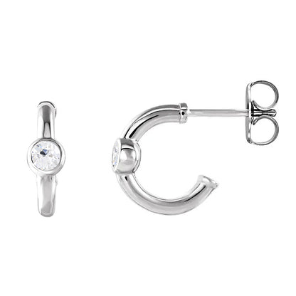  Gold Open Hoop Earrings 4 Ct Old Cut Bezel Set 