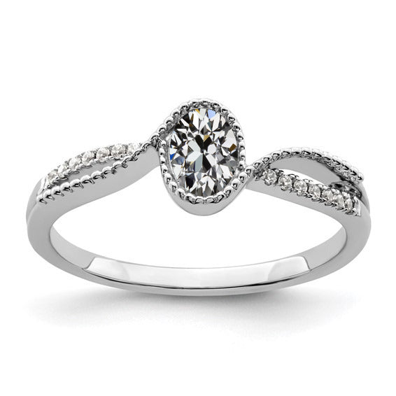 Gold Oval Old Mine Cut Diamond Ring