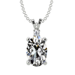 Gold Pendant Oval Old Cut 4.50 Ct Earth Mined Natural Real Diamond ( Not Lab Grown ) Necklace