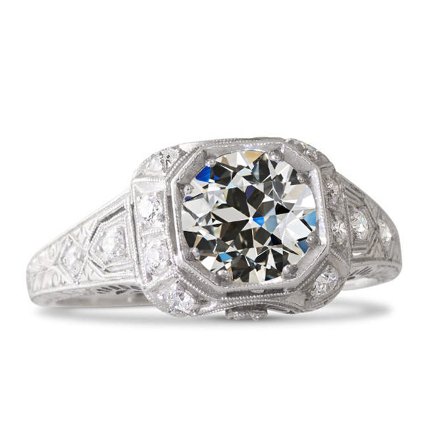 Gold Old Miner Cut Diamond Engagement Ring