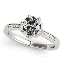 Gold Round Old Cut Natural Earth Mined Diamond Engagement Ring 6 Prong Set 3 carats